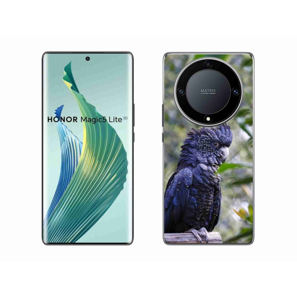 Gélový kryt mmCase na Honor Magic 5 Lite - papagáj kakadu čierny