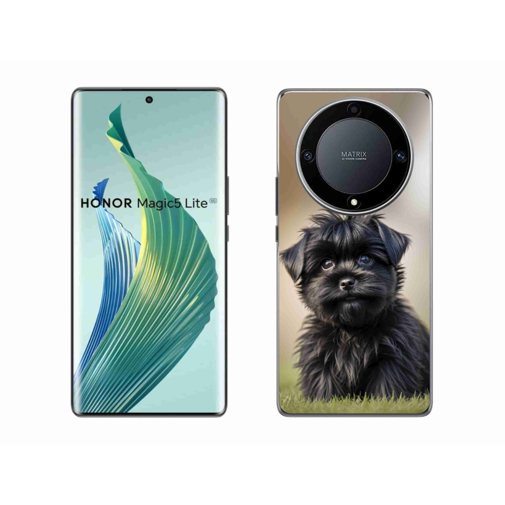 Gélový kryt mmCase na Honor Magic 5 Lite - roztomilý čierny psík