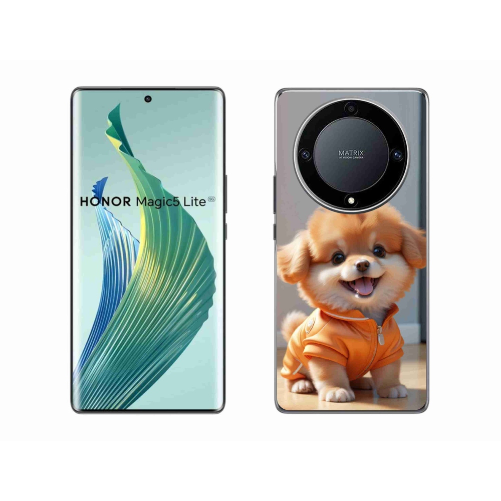 Gélový kryt mmCase na Honor Magic 5 Lite - roztomilý pomeranian v mikine
