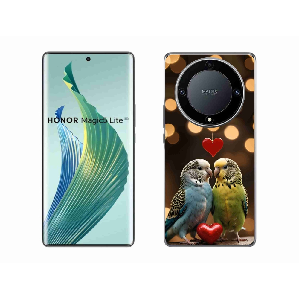 Gélový kryt mmCase na Honor Magic 5 Lite - zamilovaní papagáje