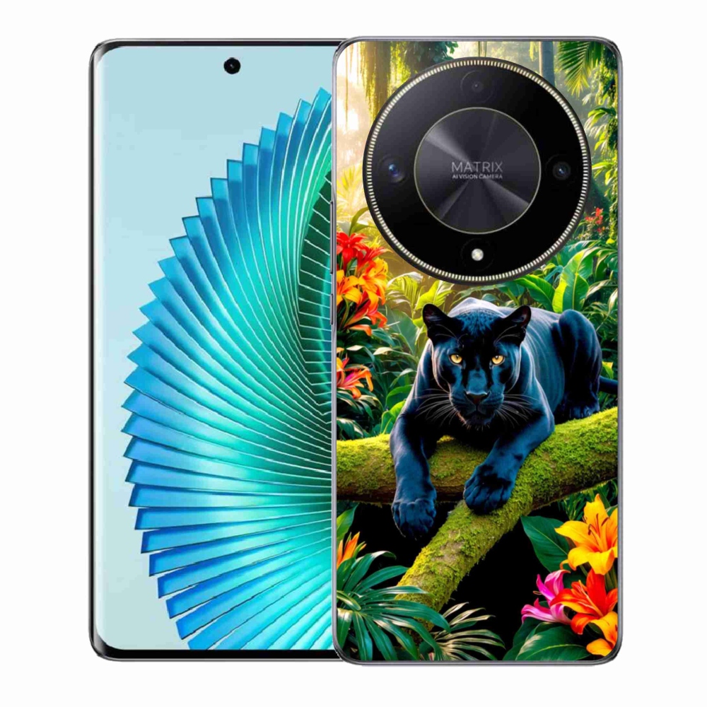 Gélový kryt mmCase na Honor Magic 6 Lite 5G - čierny panter v džungli