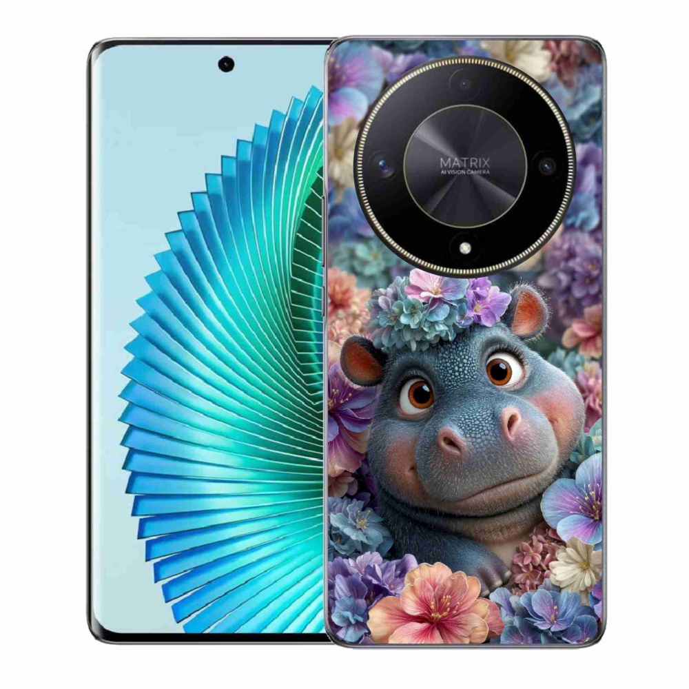 Gélový kryt mmCase na Honor Magic 6 Lite 5G - hrošík v kvetoch