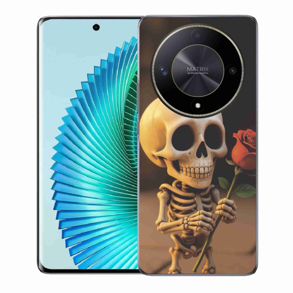 Gélový kryt mmCase na Honor Magic 6 Lite 5G - kostlivec s ružou