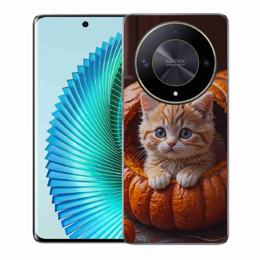 Gélový kryt mmCase na Honor Magic 6 Lite 5G - mačiatko a tekvica 2