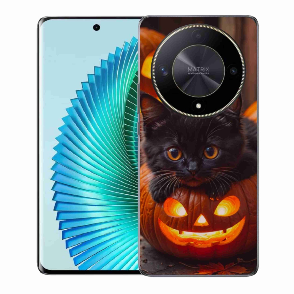 Gélový kryt mmCase na Honor Magic 6 Lite 5G - mačiatko a tekvica