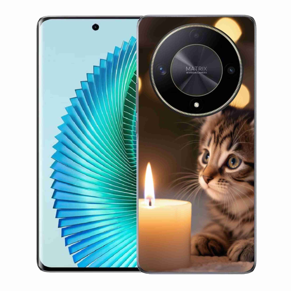Gélový kryt mmCase na Honor Magic 6 Lite 5G - mačiatko a sviečka