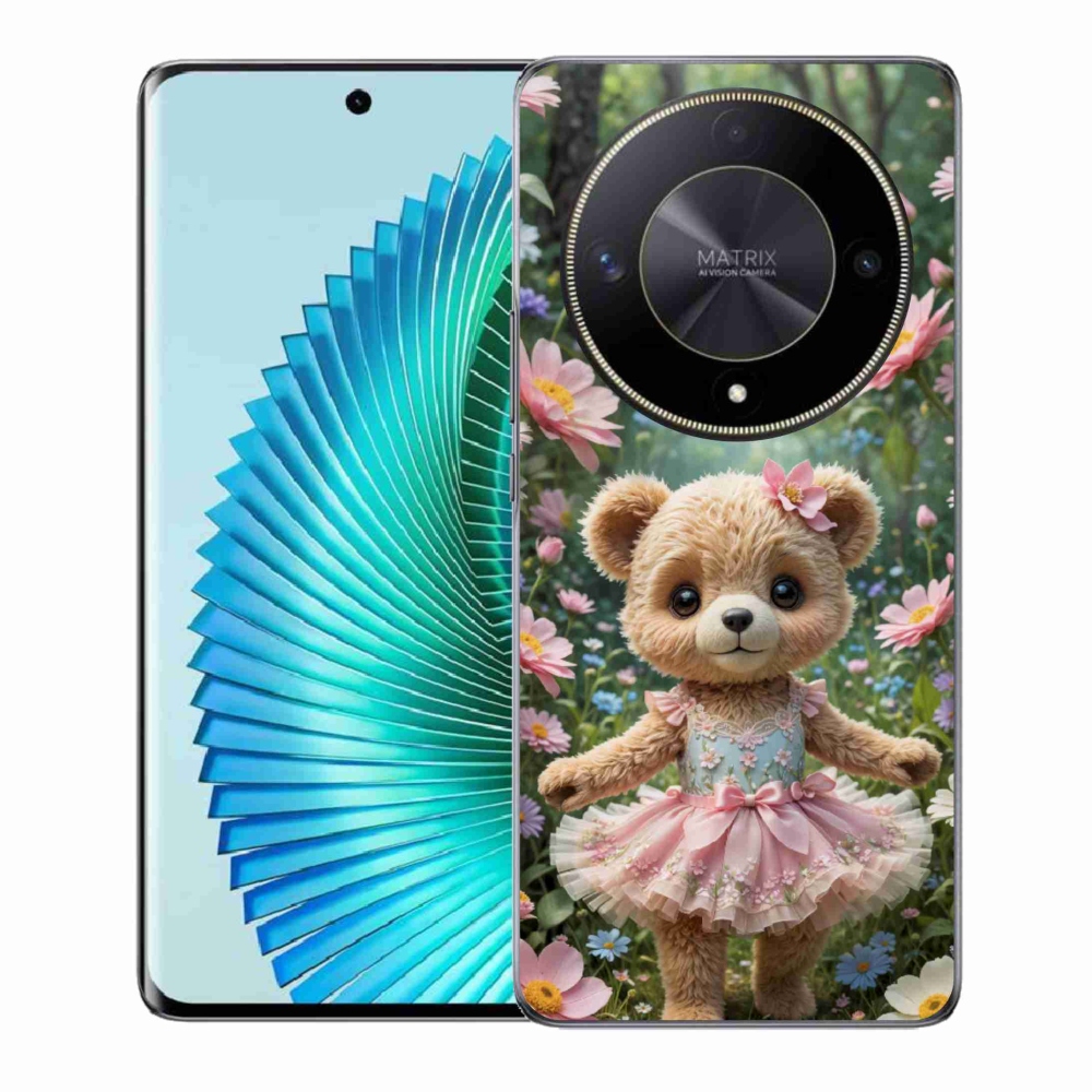 Gélový kryt mmCase na Honor Magic 6 Lite 5G - roztomilý medvedík v kvetoch