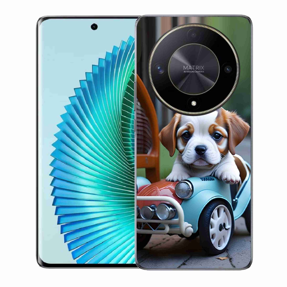 Gélový kryt mmCase na Honor Magic 6 Lite 5G - šteňa v retro aute
