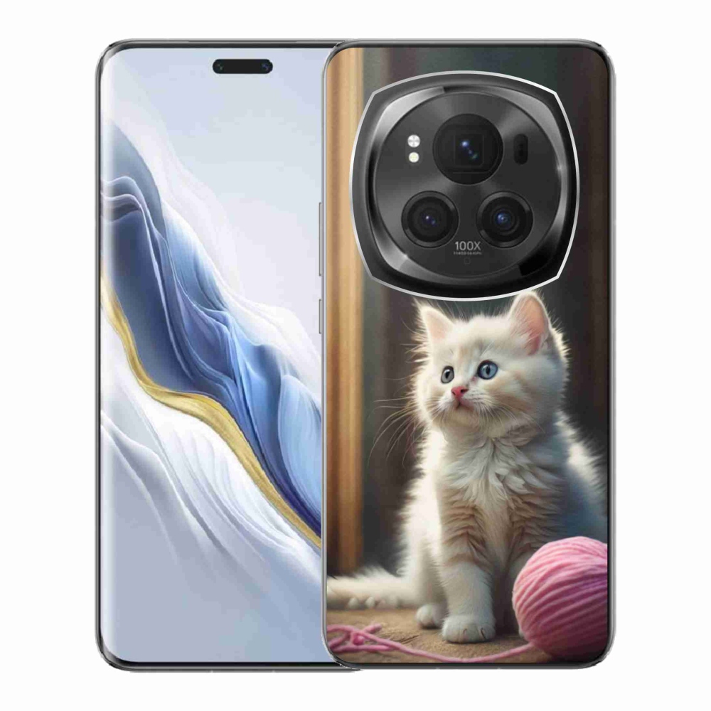 Gélový kryt mmCase na Honor Magic 6 Pro 5G - biele mačiatko 2