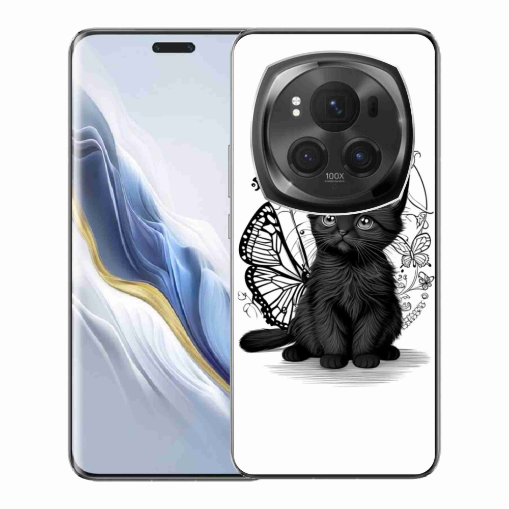 Gélový kryt mmCase na Honor Magic 6 Pro 5G - čierne mačiatko