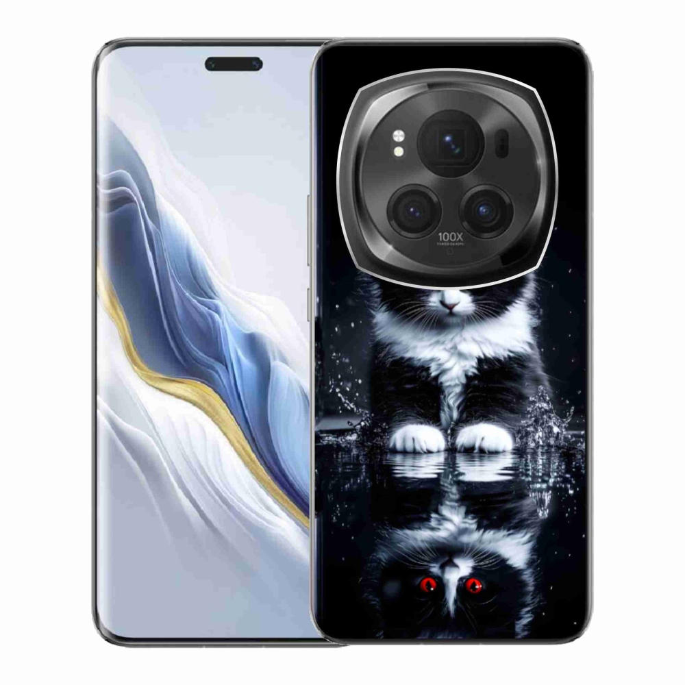 Gélový kryt mmCase na Honor Magic 6 Pro 5G - čiernobiele mačiatko