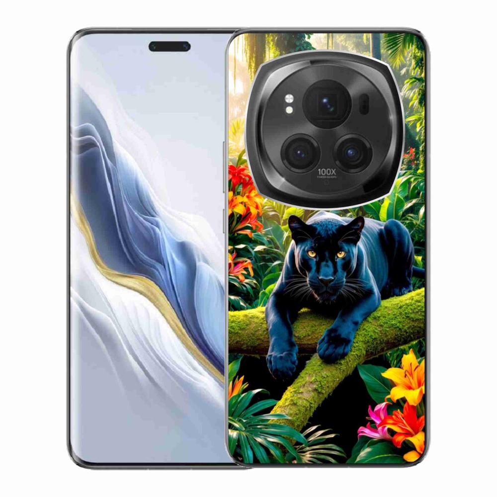 Gélový kryt mmCase na Honor Magic 6 Pro 5G - čierny panter v džungli