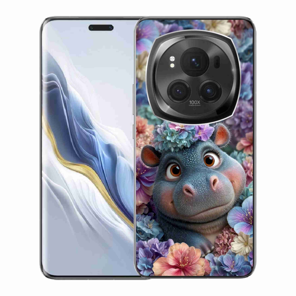 Gélový kryt mmCase na Honor Magic 6 Pro 5G - hrošík v kvetoch