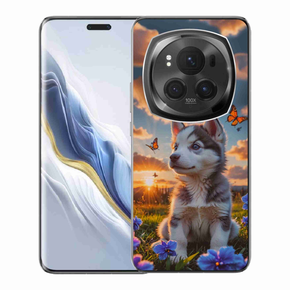 Gélový kryt mmCase na Honor Magic 6 Pro 5G - husky pri západe slnka