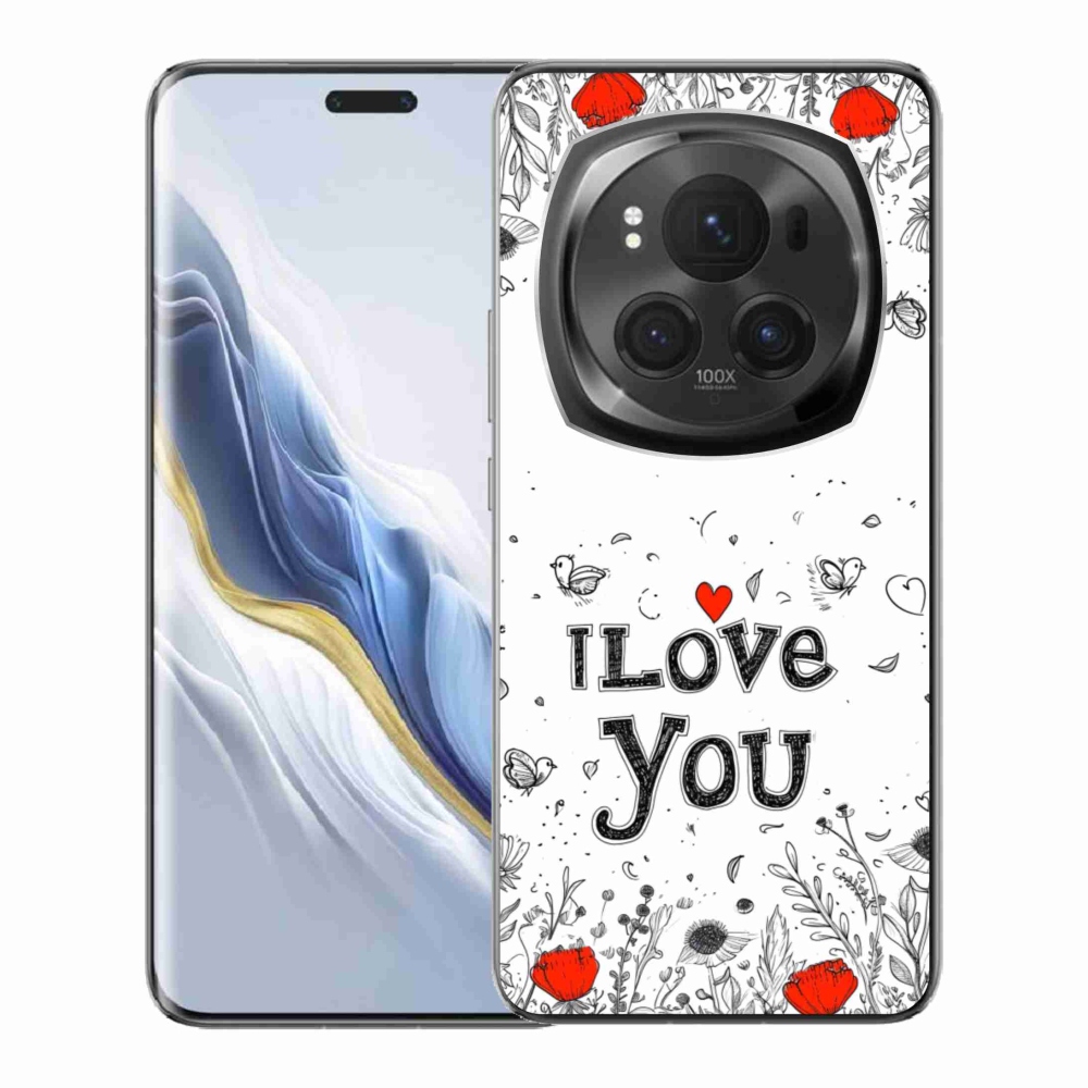 Gélový kryt mmCase na Honor Magic 6 Pro 5G - I love you biele pozadie