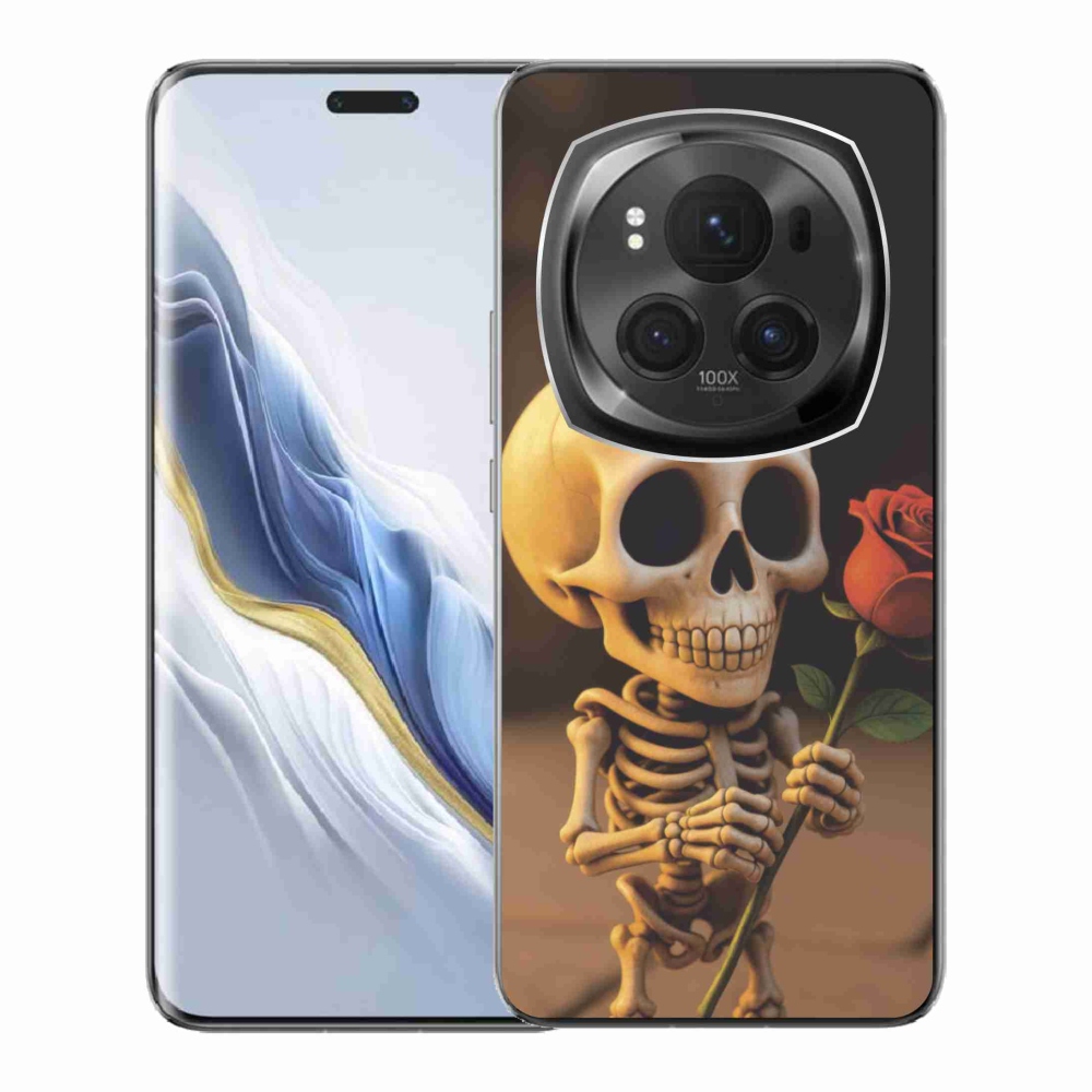 Gélový kryt mmCase na Honor Magic 6 Pro 5G - kostlivec s ružou