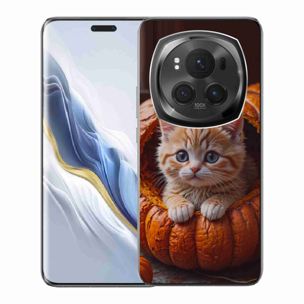 Gélový kryt mmCase na Honor Magic 6 Pro 5G - mačiatko a tekvica 2