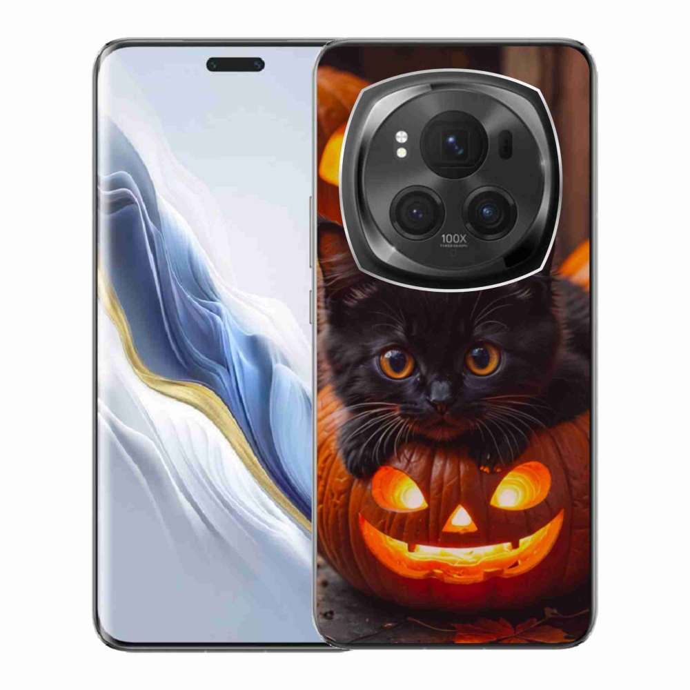 Gélový kryt mmCase na Honor Magic 6 Pro 5G - mačiatko a tekvica