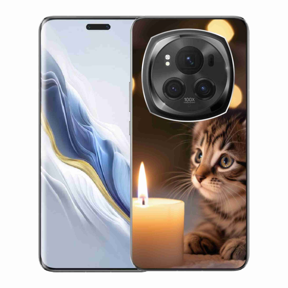 Gélový kryt mmCase na Honor Magic 6 Pro 5G - mačiatko a sviečka