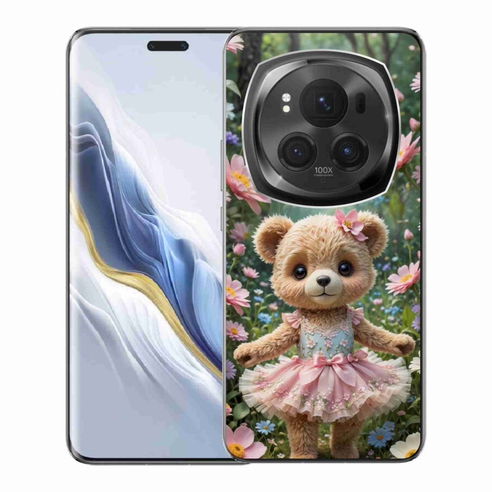 Gélový kryt mmCase na Honor Magic 6 Pro 5G - roztomilý medvedík v kvetoch