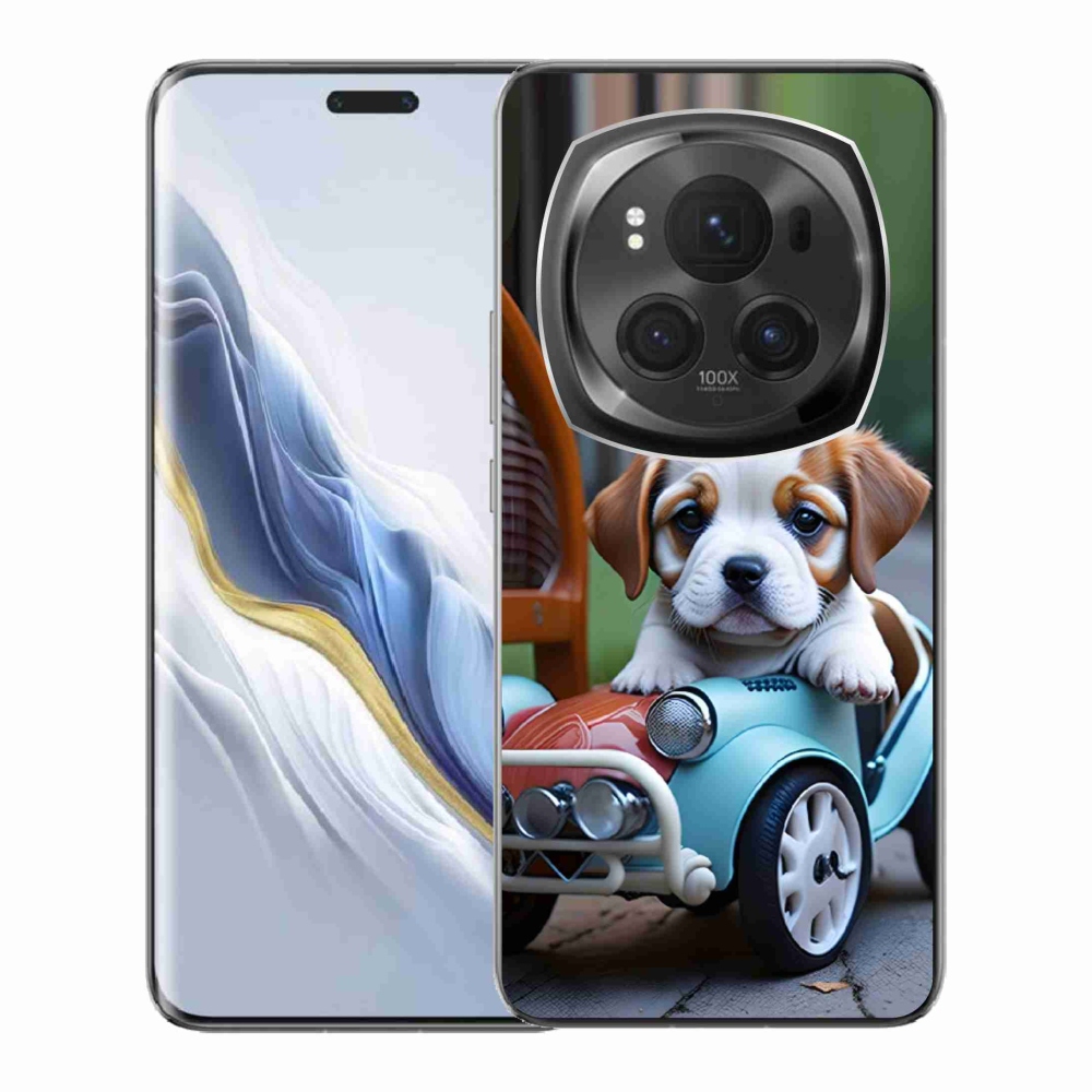 Gélový kryt mmCase na Honor Magic 6 Pro 5G - šteňa v retro aute