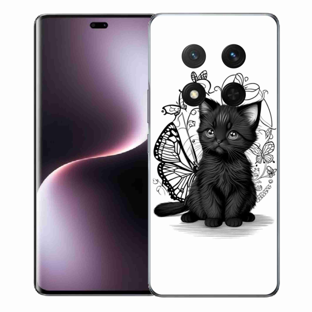 Gélový kryt mmCase na Honor Magic 7 Lite 5G - čierne mačiatko