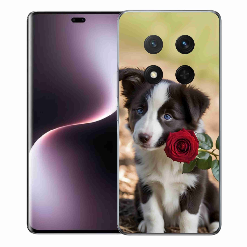 Gélový kryt mmCase na Honor Magic 7 Lite - roztomilá border kólia s ružou