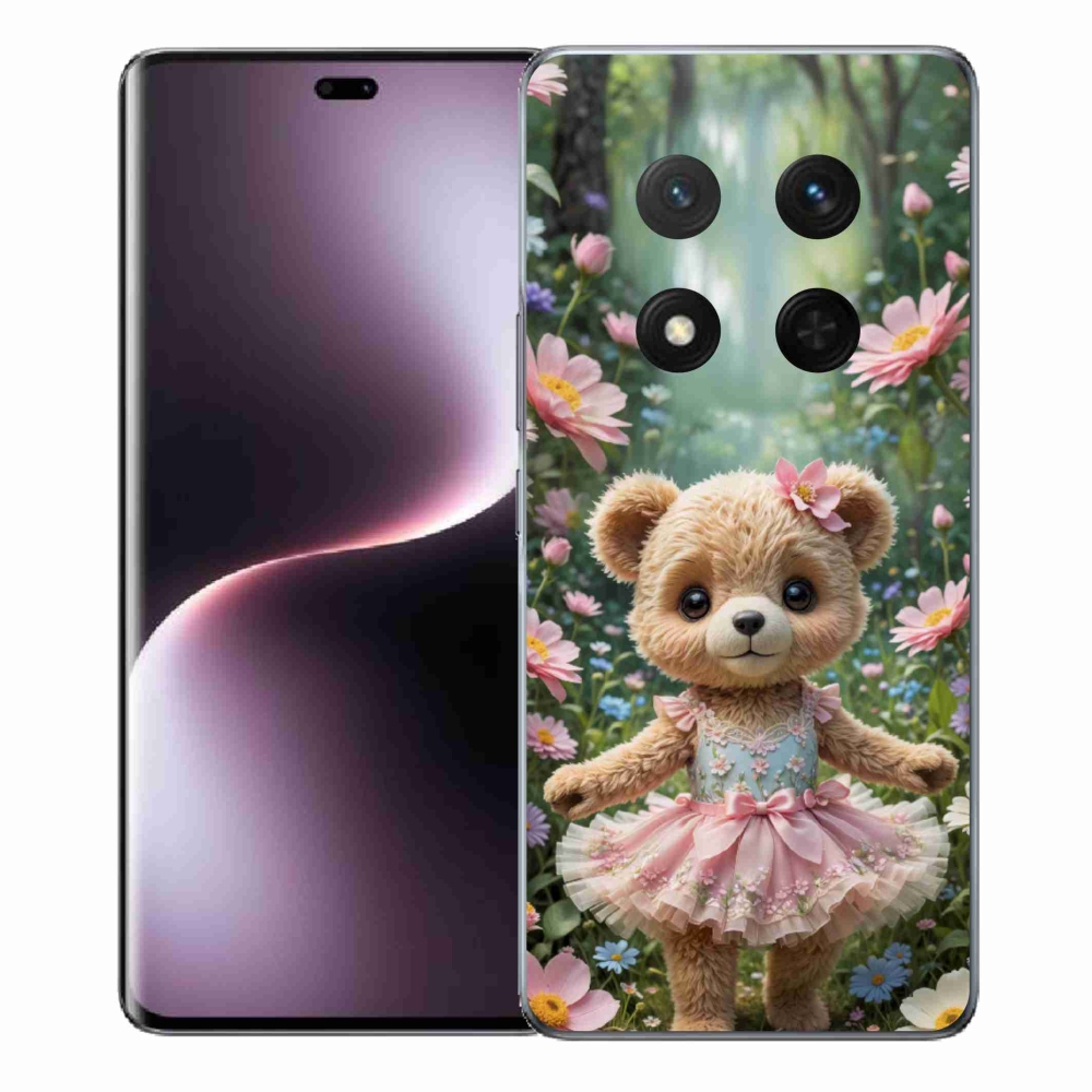 Gélový kryt mmCase na Honor Magic 7 Lite - roztomilý medvedík v kvetoch