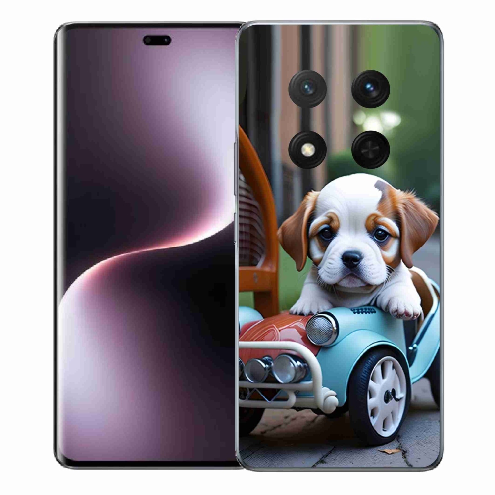 Gélový kryt mmCase na Honor Magic 7 Lite - šteňa v retro aute