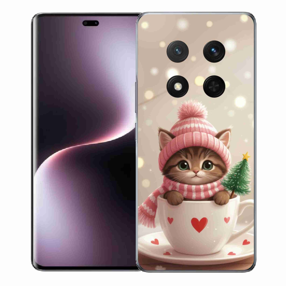 Gélový kryt mmCase na Honor Magic 7 Lite - vianočné mačiatko v hrnčeku