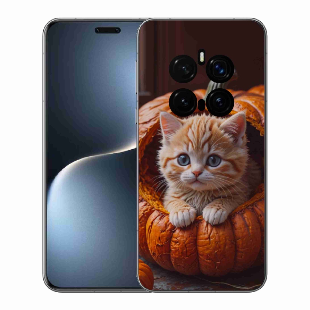 Gélový kryt mmCase na Honor Magic 7 Pro 5G - mačiatko a tekvica 2