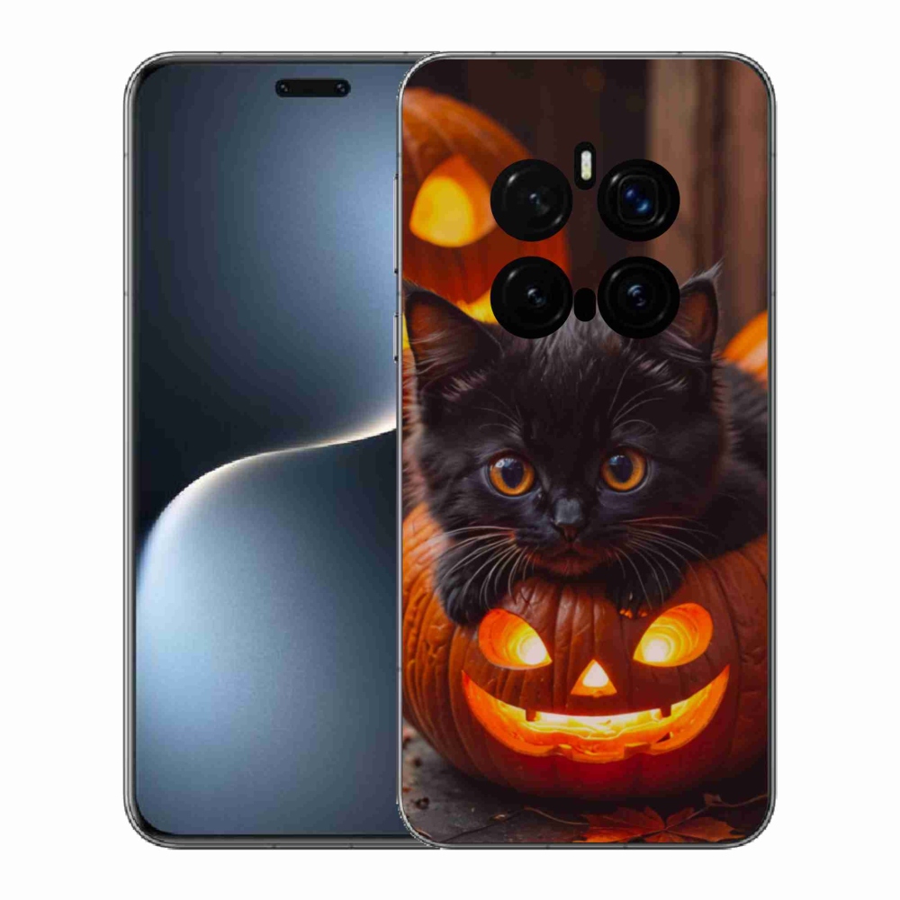 Gélový kryt mmCase na Honor Magic 7 Pro 5G - mačiatko a tekvica