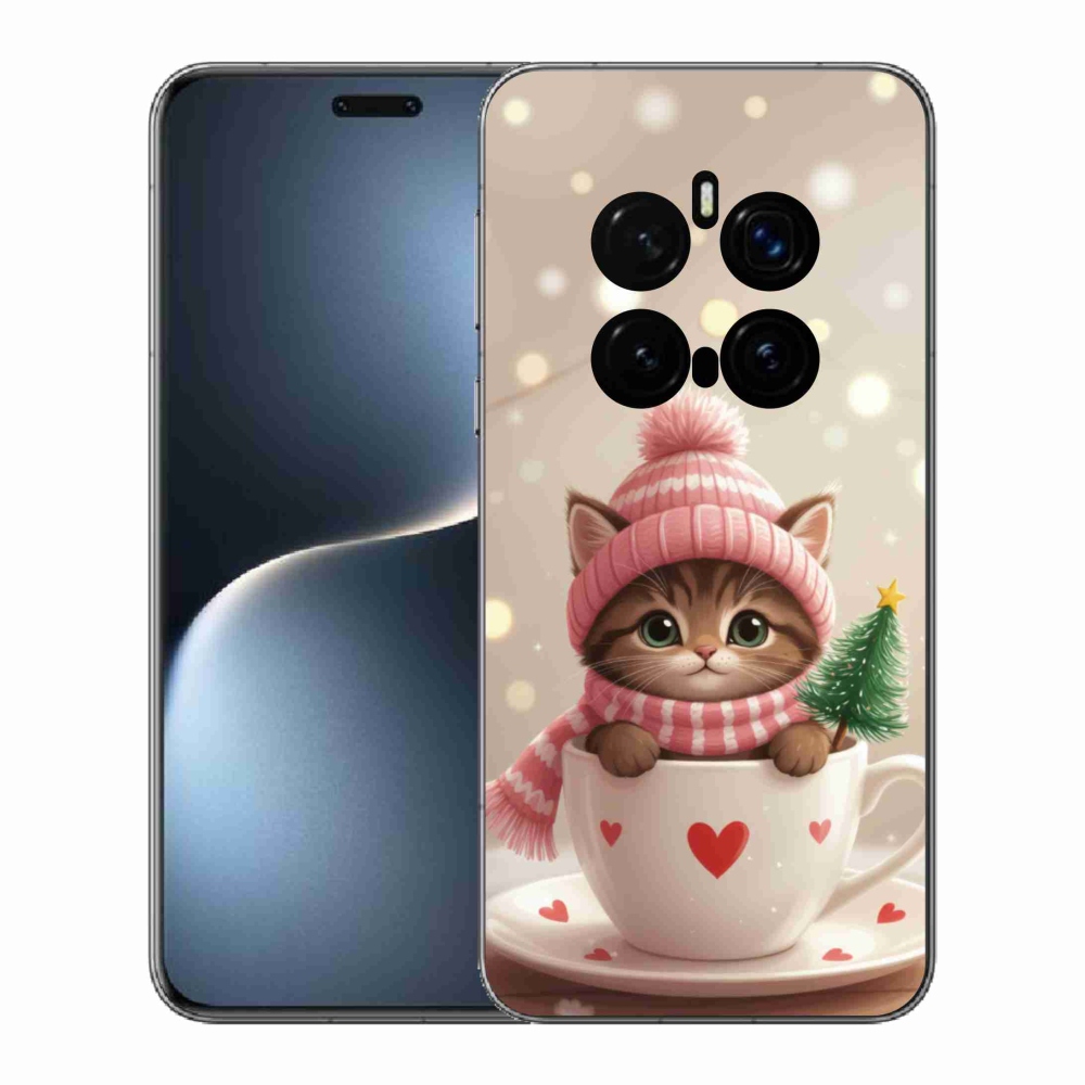 Gélový kryt mmCase na Honor Magic 7 Pro 5G - vianočné mačiatko v hrnčeku