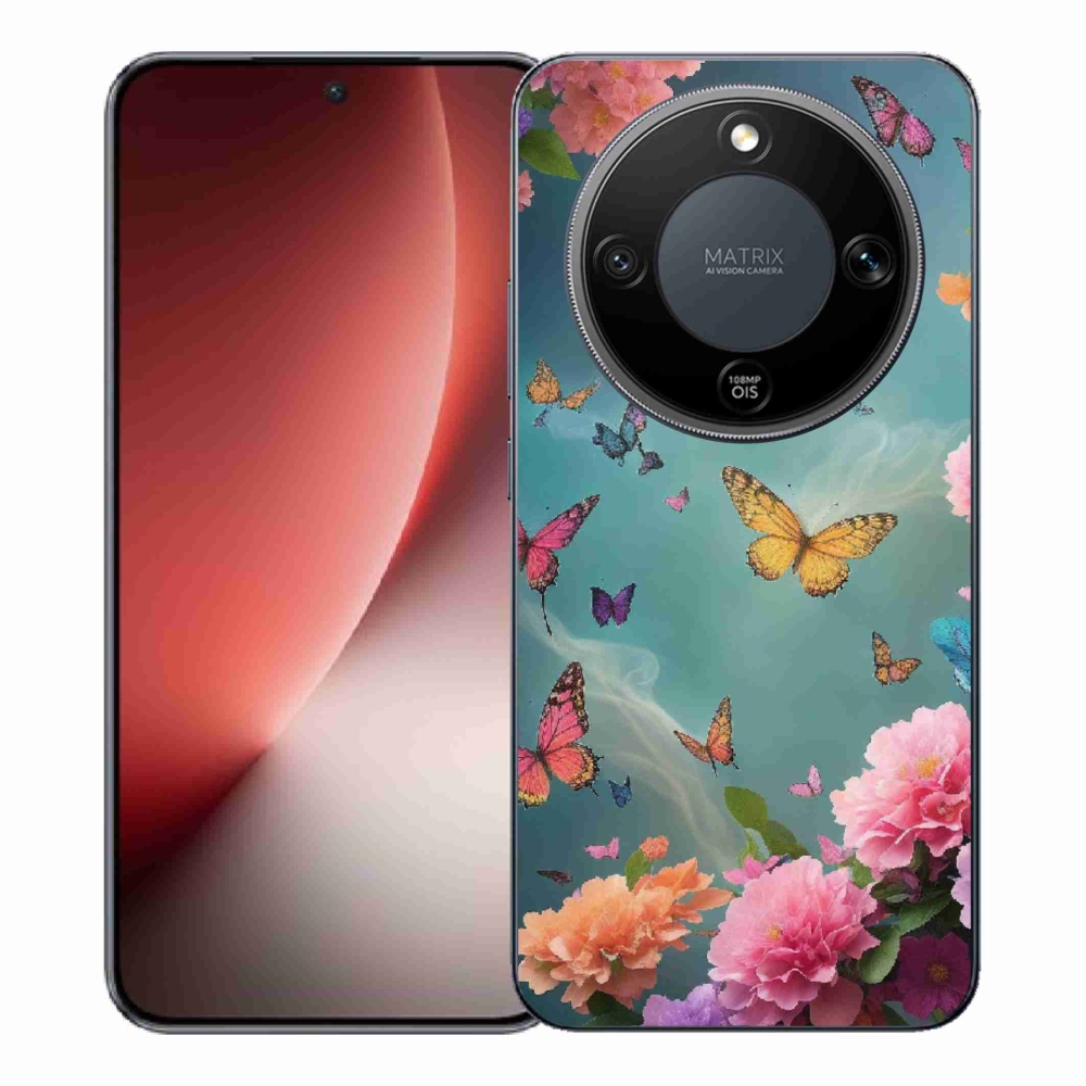 Gélový kryt mmCase na Honor Magic 8 Lite 5G - farebné kvety a motýle