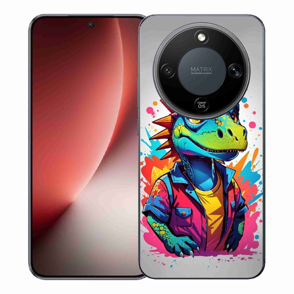 Gélový kryt mmCase na Honor Magic 8 Lite 5G - farebný dinosaurus