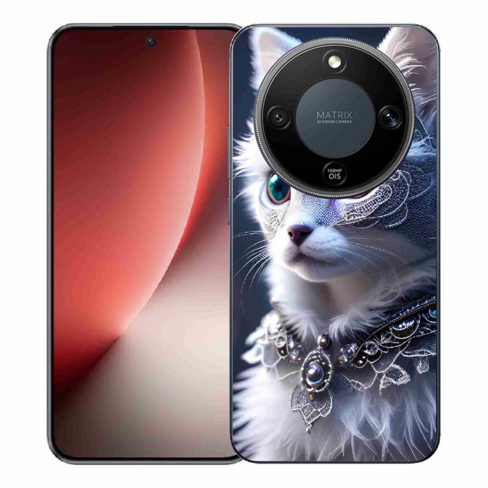 Gélový kryt mmCase na Honor Magic 8 Lite 5G - biela mačka