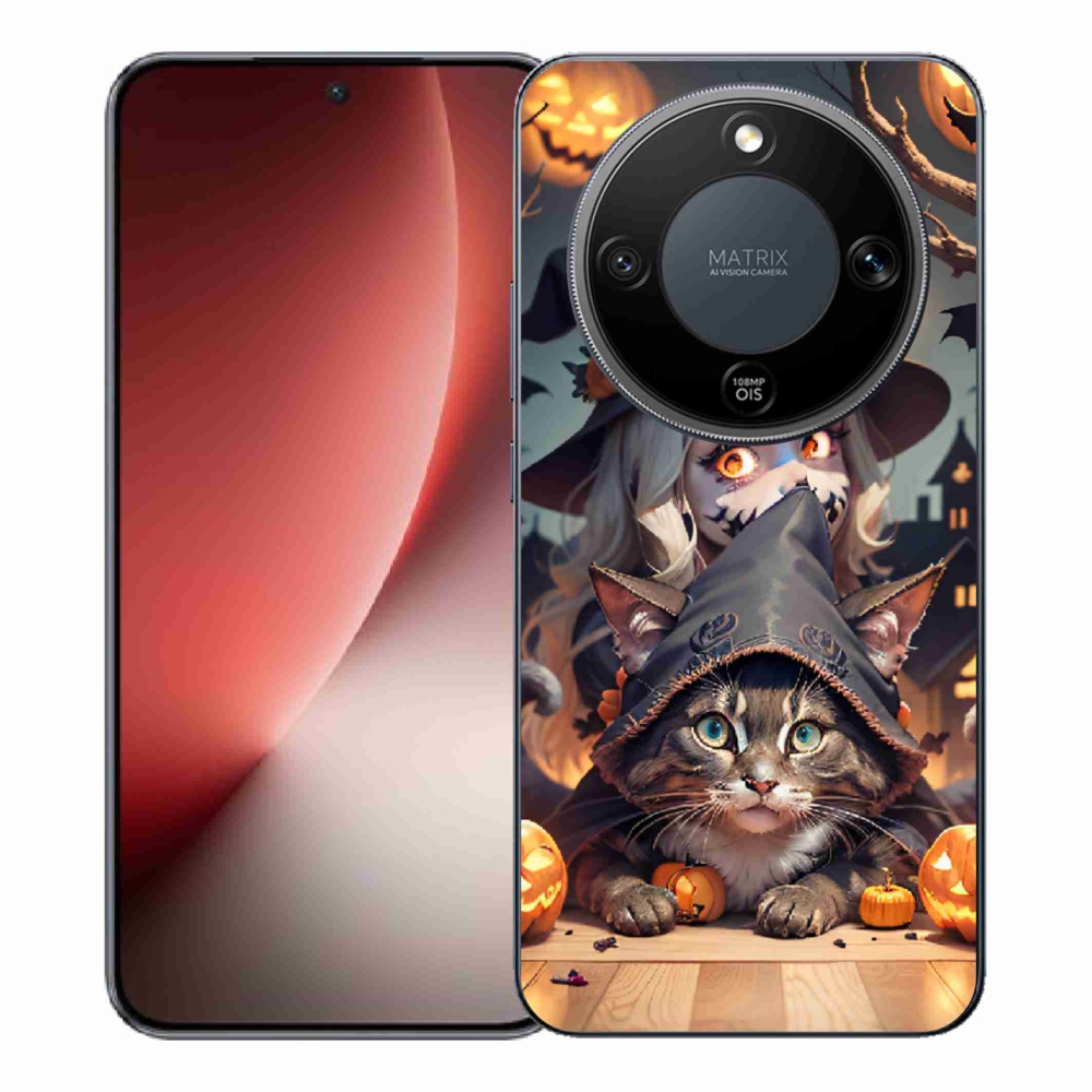 Gélový kryt mmCase na Honor Magic 8 Lite 5G - čarodejnica s mačkou