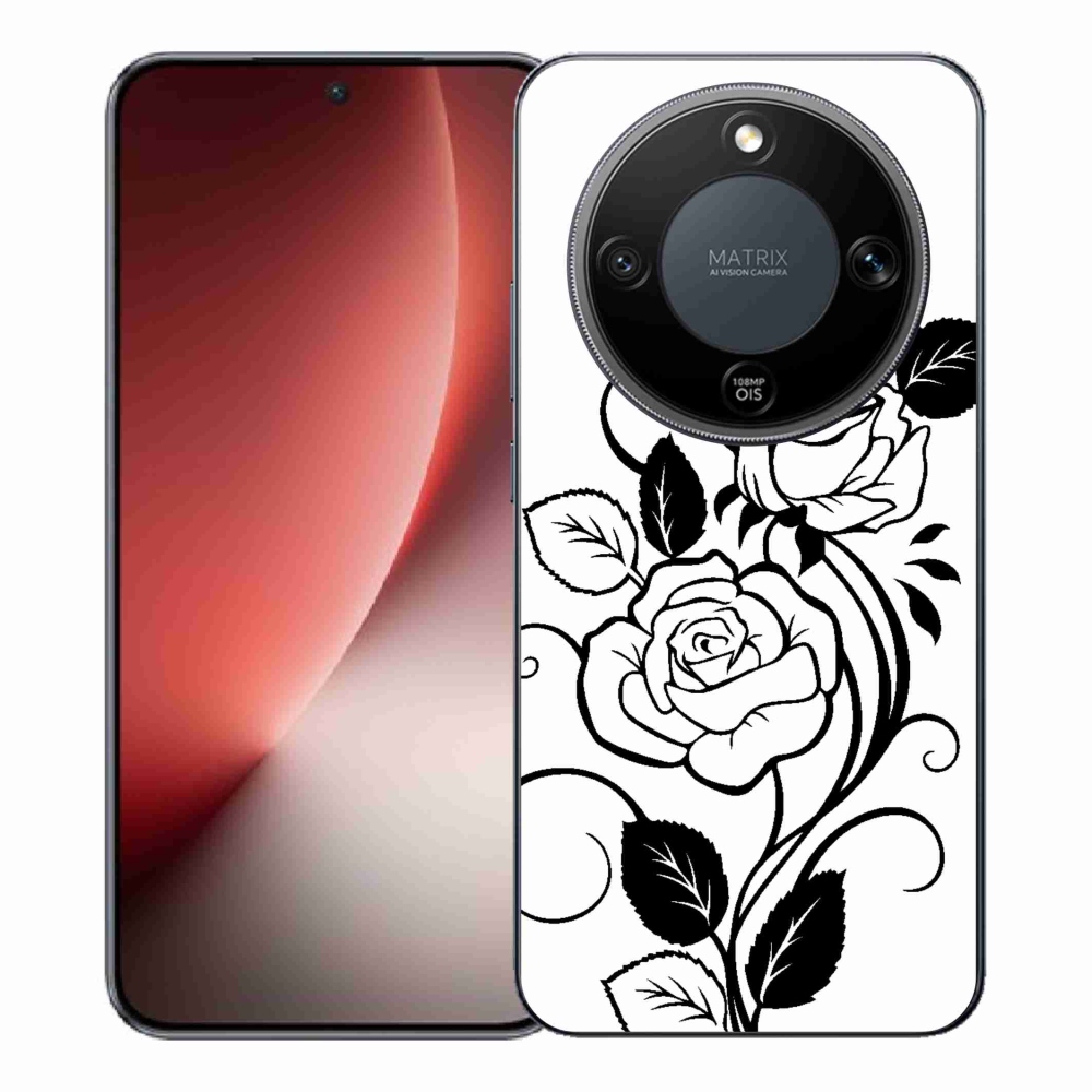 Gélový kryt mmCase na Honor Magic 8 Lite 5G - čiernobiela ruža