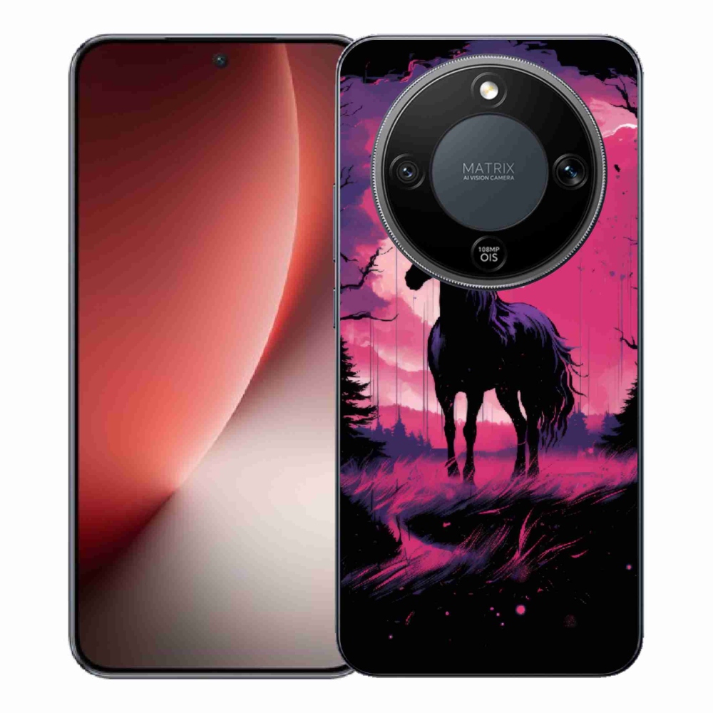 Gélový kryt mmCase na Honor Magic 8 Lite 5G - čierny kreslený kôň 1