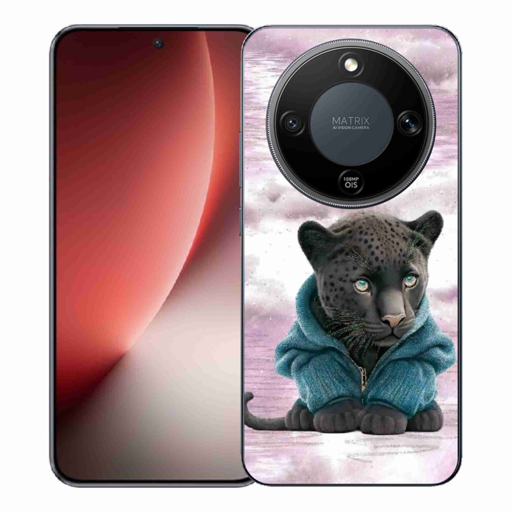 Gélový kryt mmCase na Honor Magic 8 Lite 5G - čierny panter vo svetri