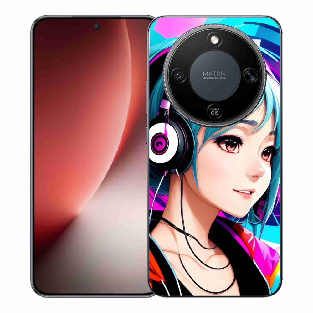 Gélový kryt mmCase na Honor Magic 8 Lite 5G - dievča so slúchadlami
