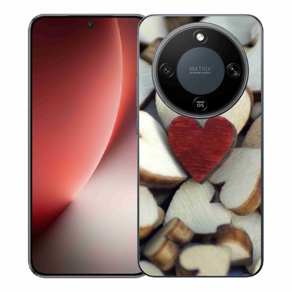 Gélový kryt mmCase na Honor Magic 8 Lite 5G - gravírované červené srdce