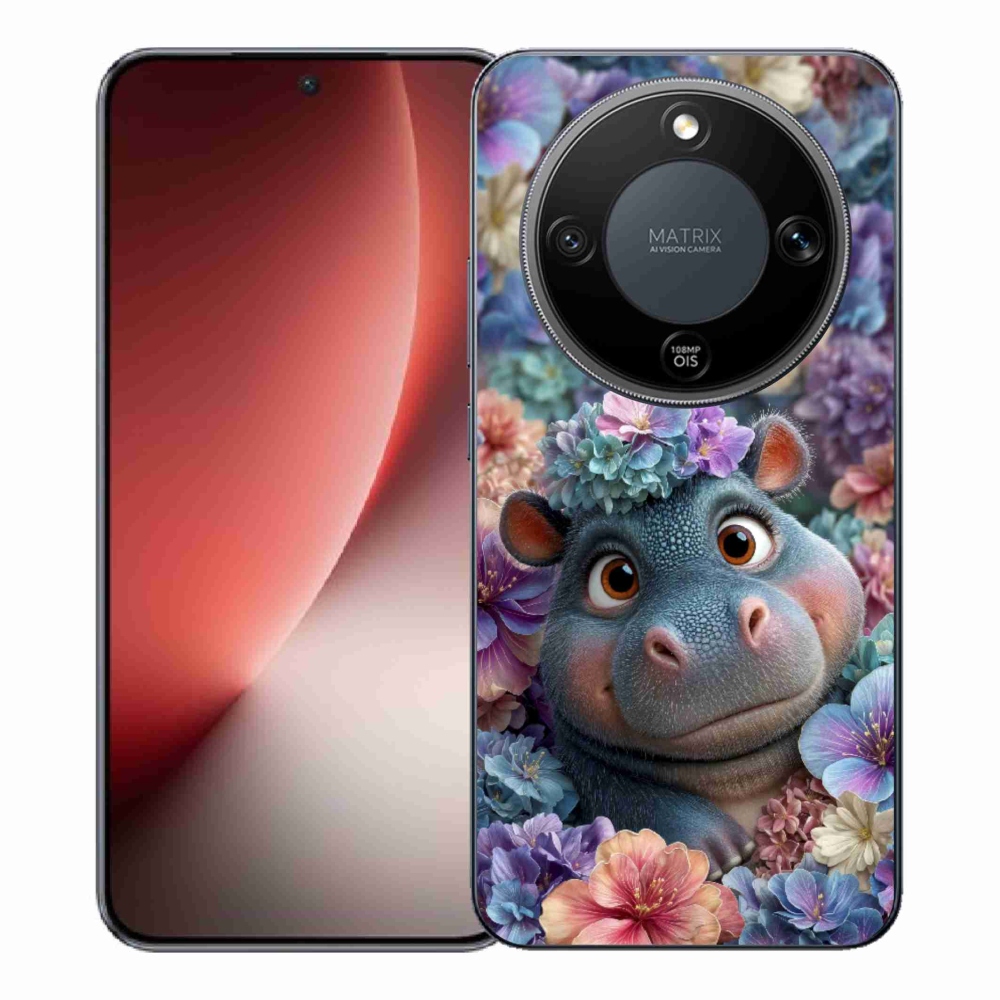 Gélový kryt mmCase na Honor Magic 8 Lite 5G - hrošík v kvetoch