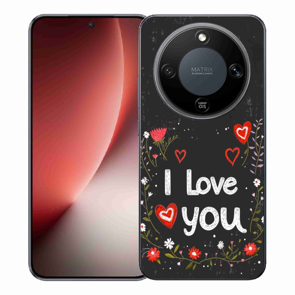 Gélový kryt mmCase na Honor Magic 8 Lite 5G - I love you čierne pozadie