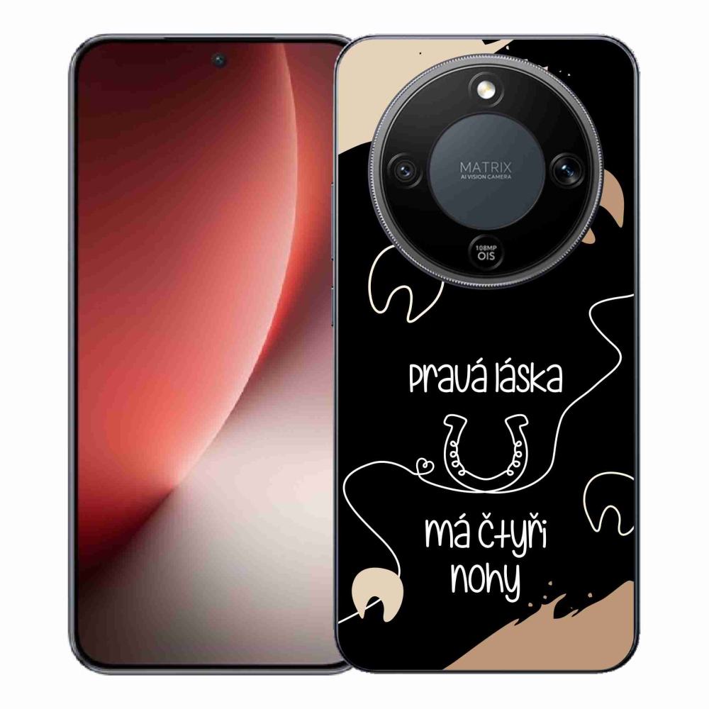 Gélový kryt mmCase na Honor Magic 8 Lite 5G - konský motív čierne pozadie