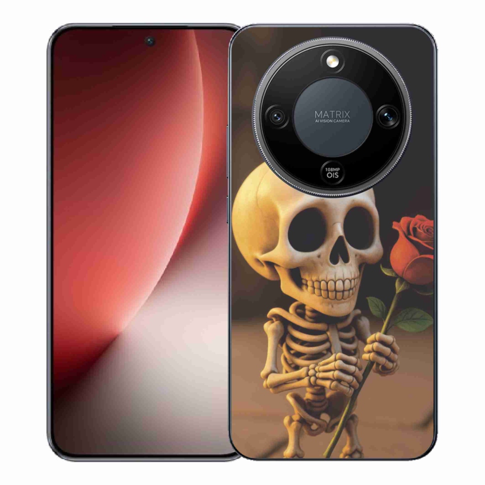 Gélový kryt mmCase na Honor Magic 8 Lite 5G - kostlivec s ružou