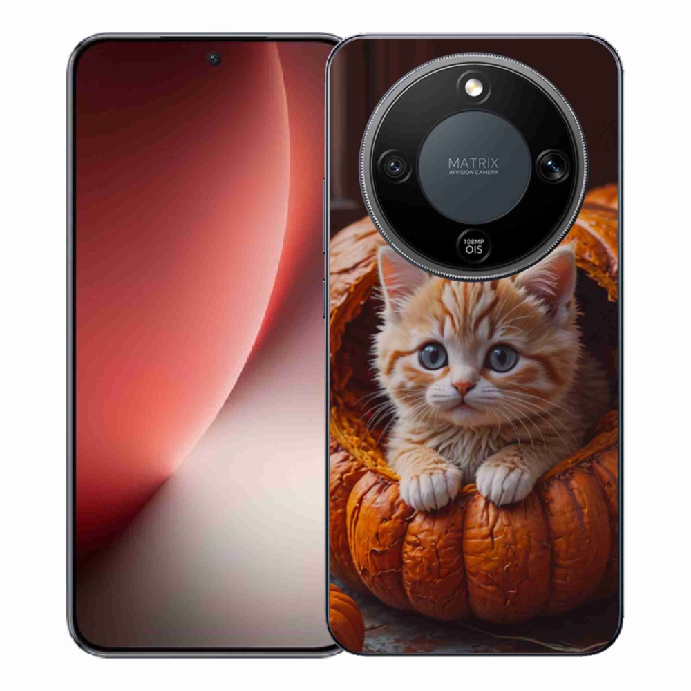 Gélový kryt mmCase na Honor Magic 8 Lite 5G - mačiatko a tekvica 2