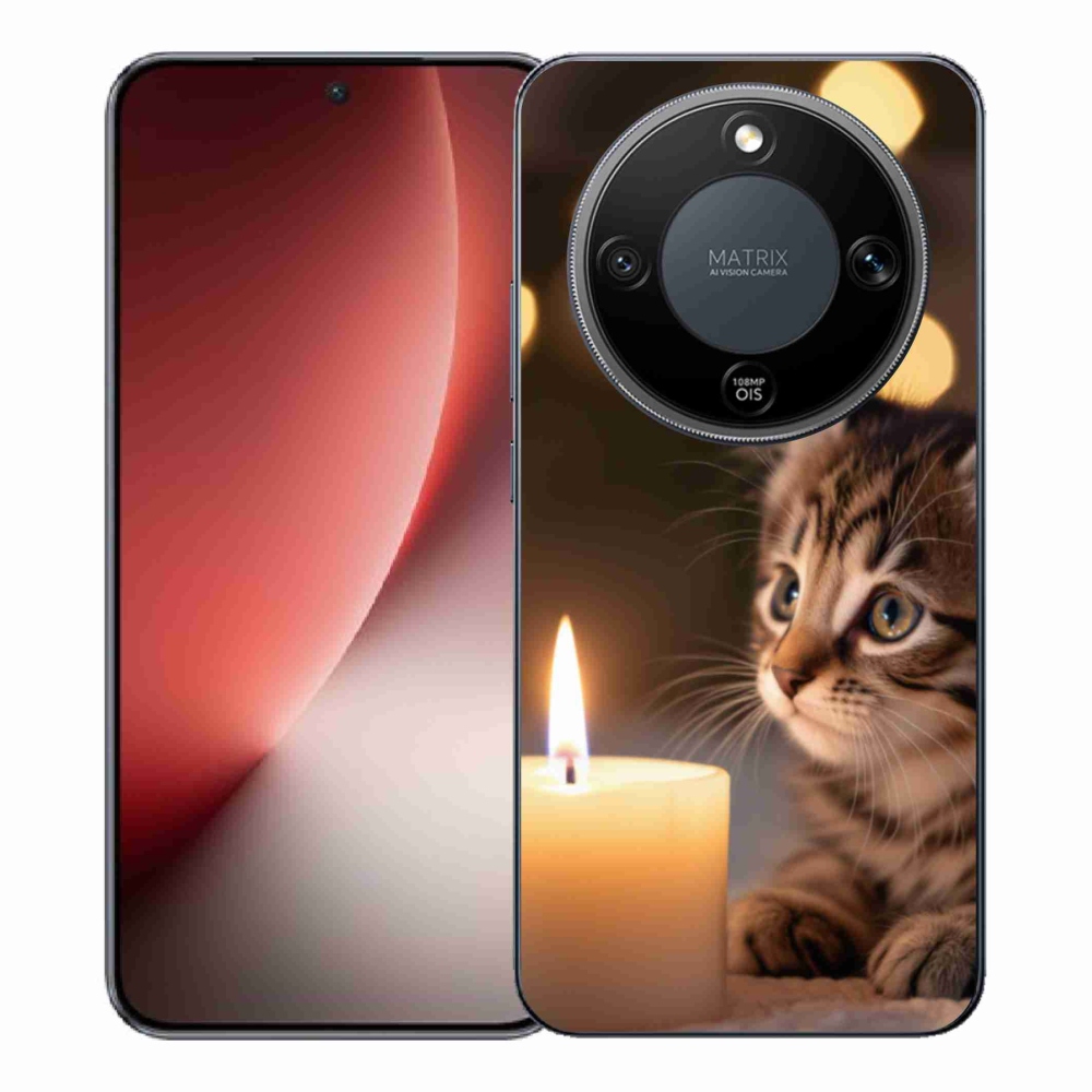 Gélový kryt mmCase na Honor Magic 8 Lite 5G - mačiatko a sviečka