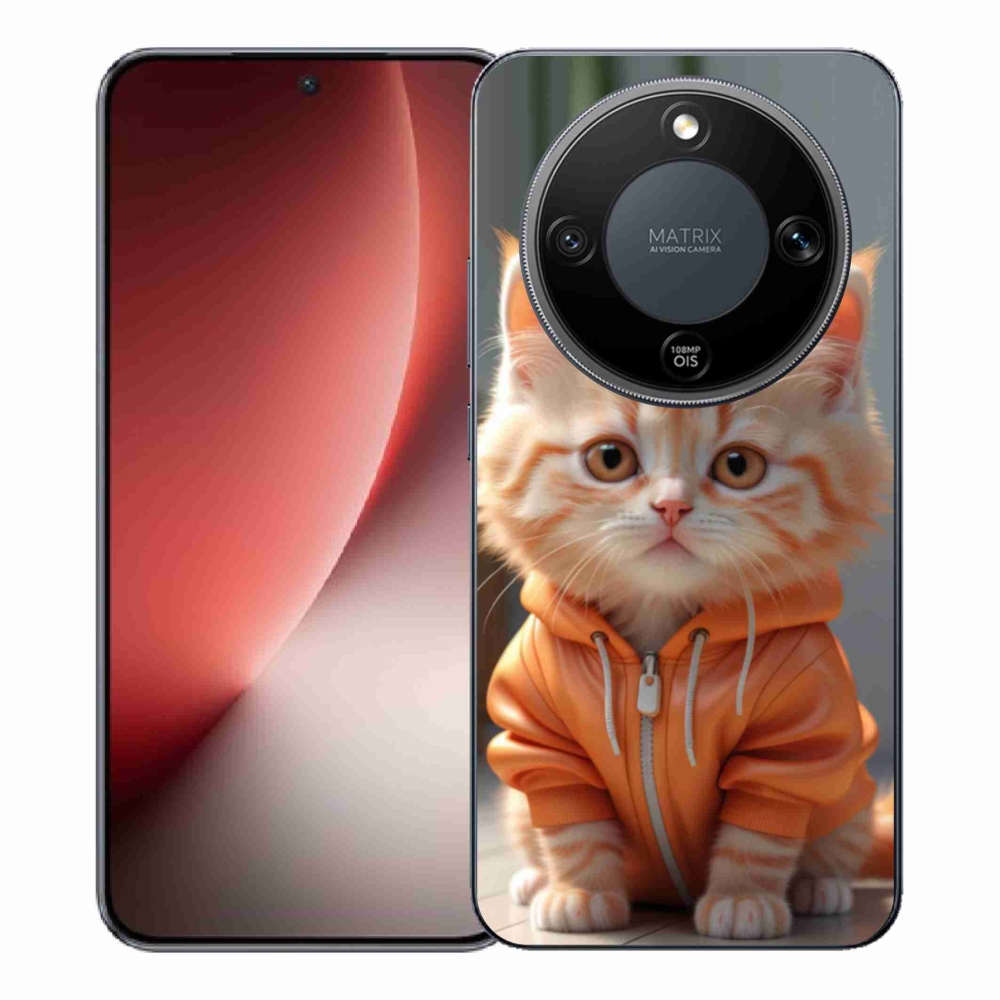 Gélový kryt mmCase na Honor Magic 8 Lite 5G - mačiatko v mikine