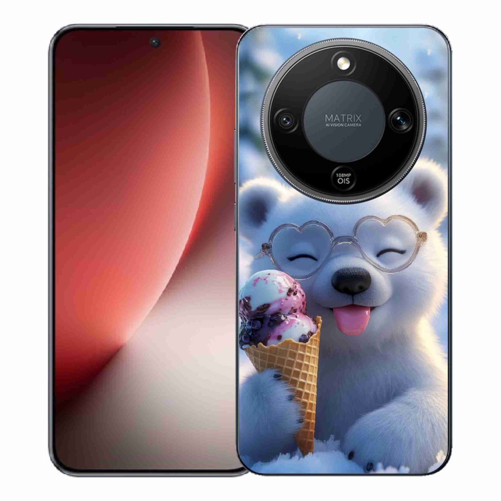 Gélový kryt mmCase na Honor Magic 8 Lite 5G - medvedík so zmrzlinou